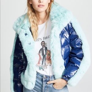 Opening Ceremony Daydreamer blue faux fur jacket
